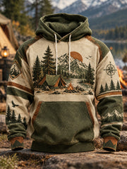 Men's Camping Oversized Drop-Shoulder Hoodie with Pockets