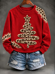 Women's Leopard Christmas Tree P Casual Sweatshirt