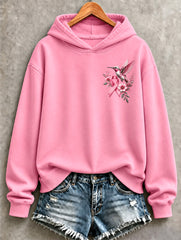 Women's Pink Charity Ribbon Pattern Design Casual Hoodie