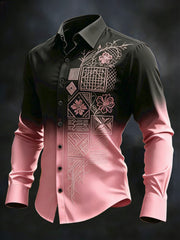 Men's Floral Art Long Sleeve Shirt