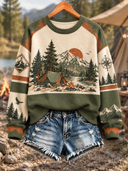 Women's Camping Print Casual Sweatshirt
