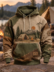 Men's Camping Oversized Drop-Shoulder Hoodie with Pockets