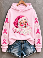 Women's Breast Cancer Awareness Santa Claus Wears Pink Regular Sweatshirt