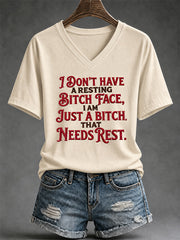 Women's Sassy & Sarcastic Funny Graphic Print V-Neck Tee