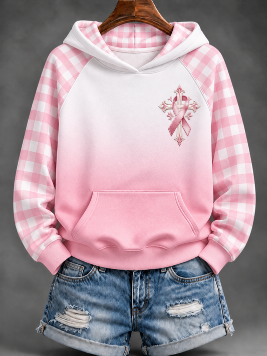 Lady's Breast Cancer Hooded Sweatshirt