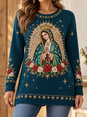Women's Mexico Our Lady of Guadalupe Day Art Printed Sweater