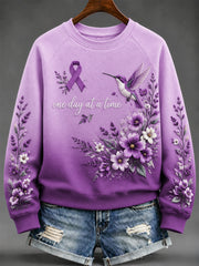 Women's Purple Floral & Alzheimer's Awareness Support Print Sweatshirt