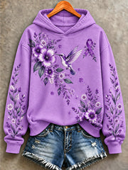 Women's Purple Floral & Alzheimer's Awareness Support Print Sweatshirt