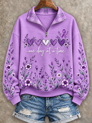 Women's Purple Floral & Alzheimer's Awareness Support Print Hoodies