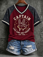Women's Rip Captian 1940-2026 Printed  T-shirt